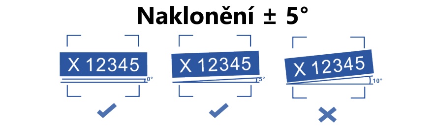 Podmínky instalace kamer pro čtení registračních značek - naklonění