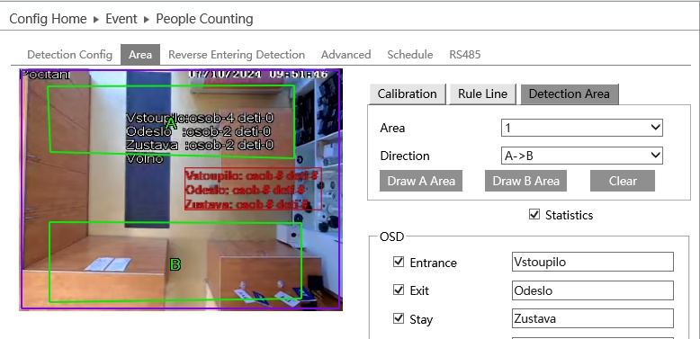 Inteligentní analýza - funkce detekce lidské tváře | ELNIKA plus, s.r.o. Počítání průchodů osob v zónách