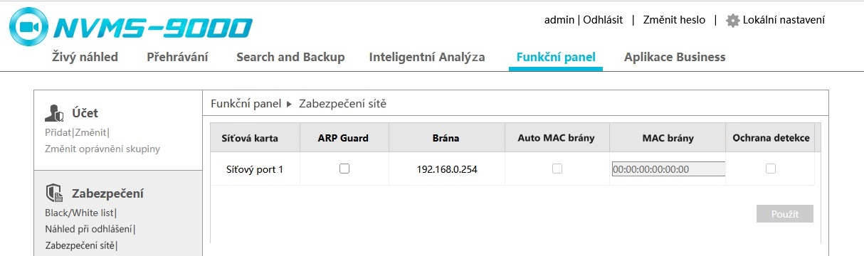 Zabezpečení brány - ARP guard