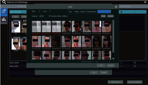Funkce registrace lidské tváře v databázi NVR rekordéru