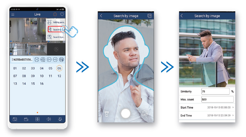 Vyhledávání snímků tváře | ELNIKA plus, s.r.o. Vyhledávání snímků tváře v záznamu NVR rekordéru