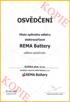 Osvědčení o zapojení do REMA Battery systému | Elnika s.r.o. Osvědčení o zapojení do REMA Battery systému