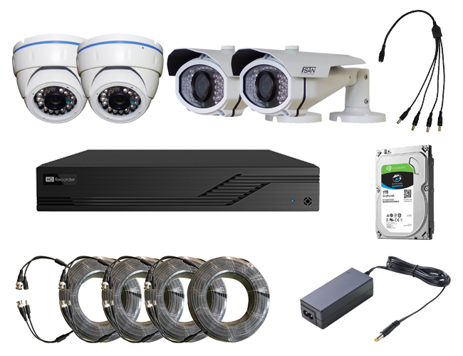 Komplet AHD kamerový SET 4 kamery 1080P + DVR 4604A ELN, HDD, kabely, zdroj